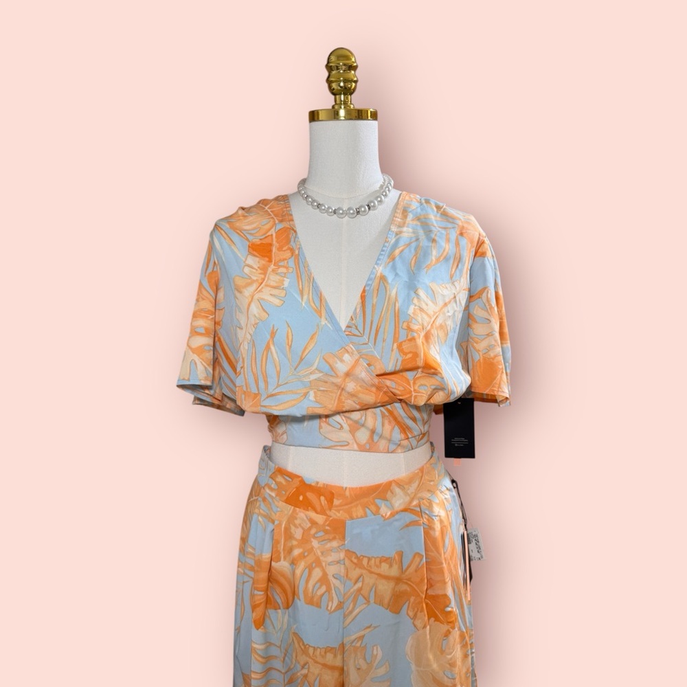 New York & Company Orange and Blue Jumpsuit